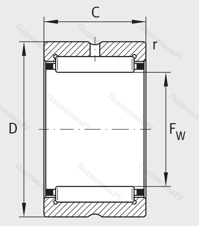 Игольчатый подшипник NK 18/16 XL