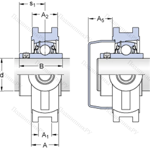 Натяжные подшипниковые узлы типа Y (литой корпус, крепление стопорными винтами) TUWK 1.7/16 LTHR