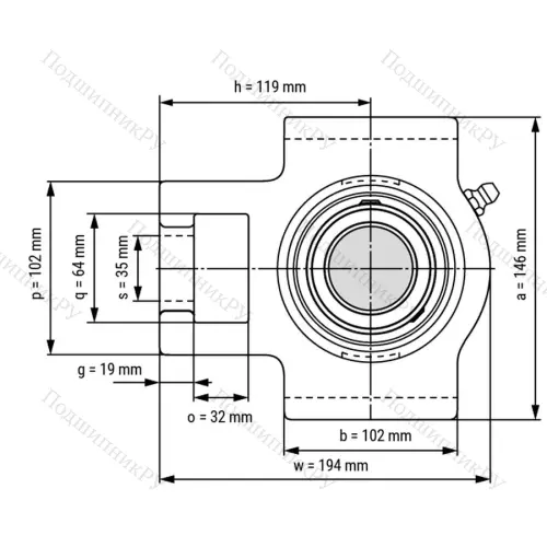 Подшипниковый узел UCT 311 - Вал: 55 мм от производителя  LPZ
