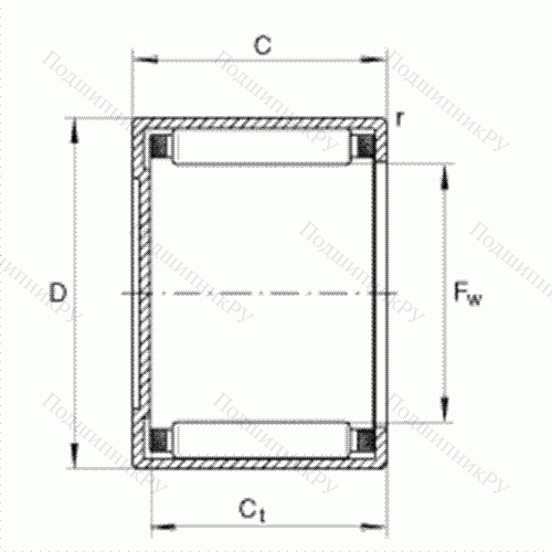 Подшипник роликовый игольчатый с одним наружным штампованным кольцом, закрытым с одной стороны BK 1012
