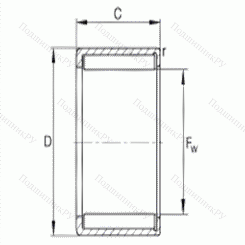 Подшипник роликовый игольчатый с одним наружным штампованным кольцом HN 5025