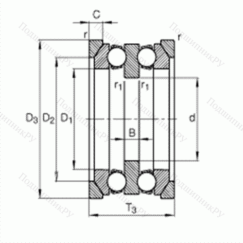 Подшипник шариковый упорный 54317 + U 317