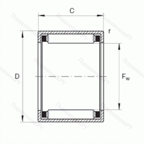 Подшипник роликовый игольчатый с одним наружным штампованным кольцом HK 2016