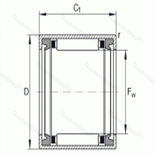 Подшипник роликовый игольчатый с одним наружным штампованным кольцом HK 3020-2RS